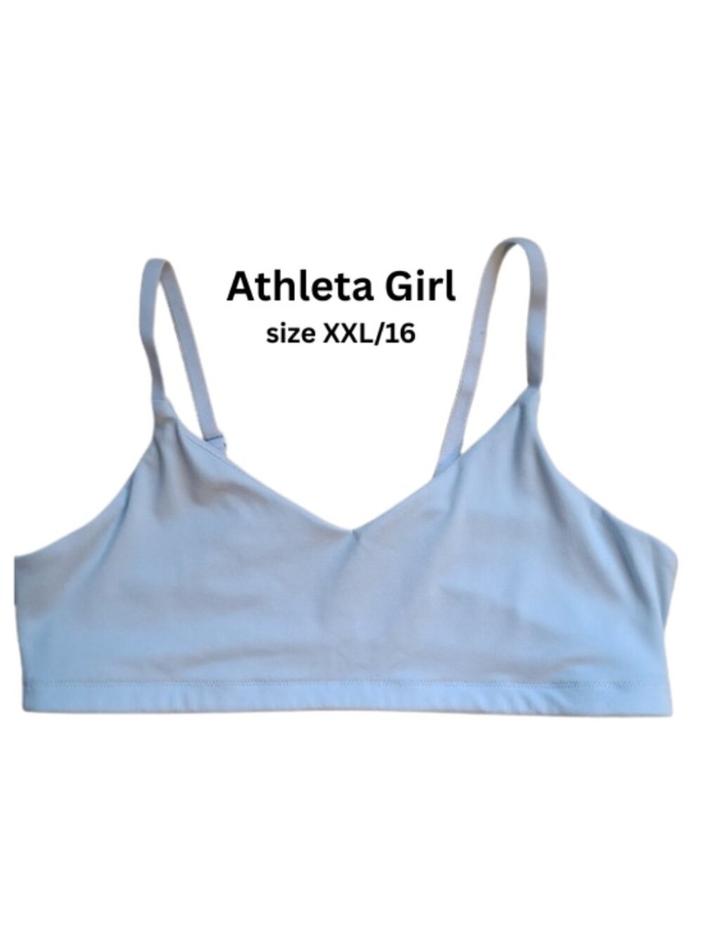 Athleta Girl Just Right Adjustable Porcelain Blue Bralette Bra size 16 XXL